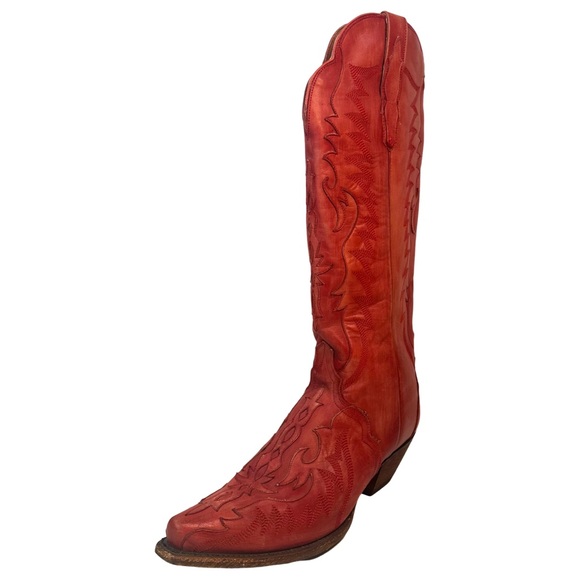 DAN POST WOMEN’S WESTERN HALLIE LEATHER BOOT COLOR: RED SIZE: 9 COWGIRL - Picture 5 of 16